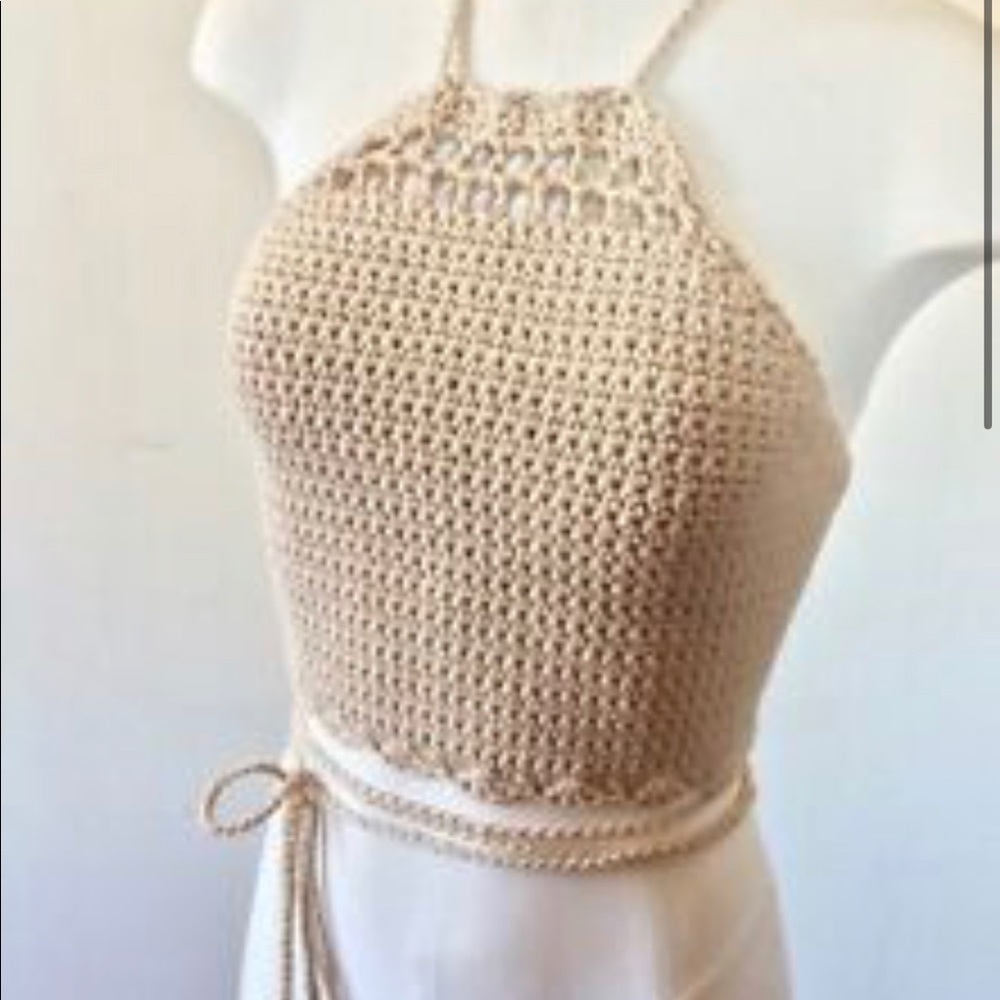 Brandy Melville - Crochet WHITE Halter Top
